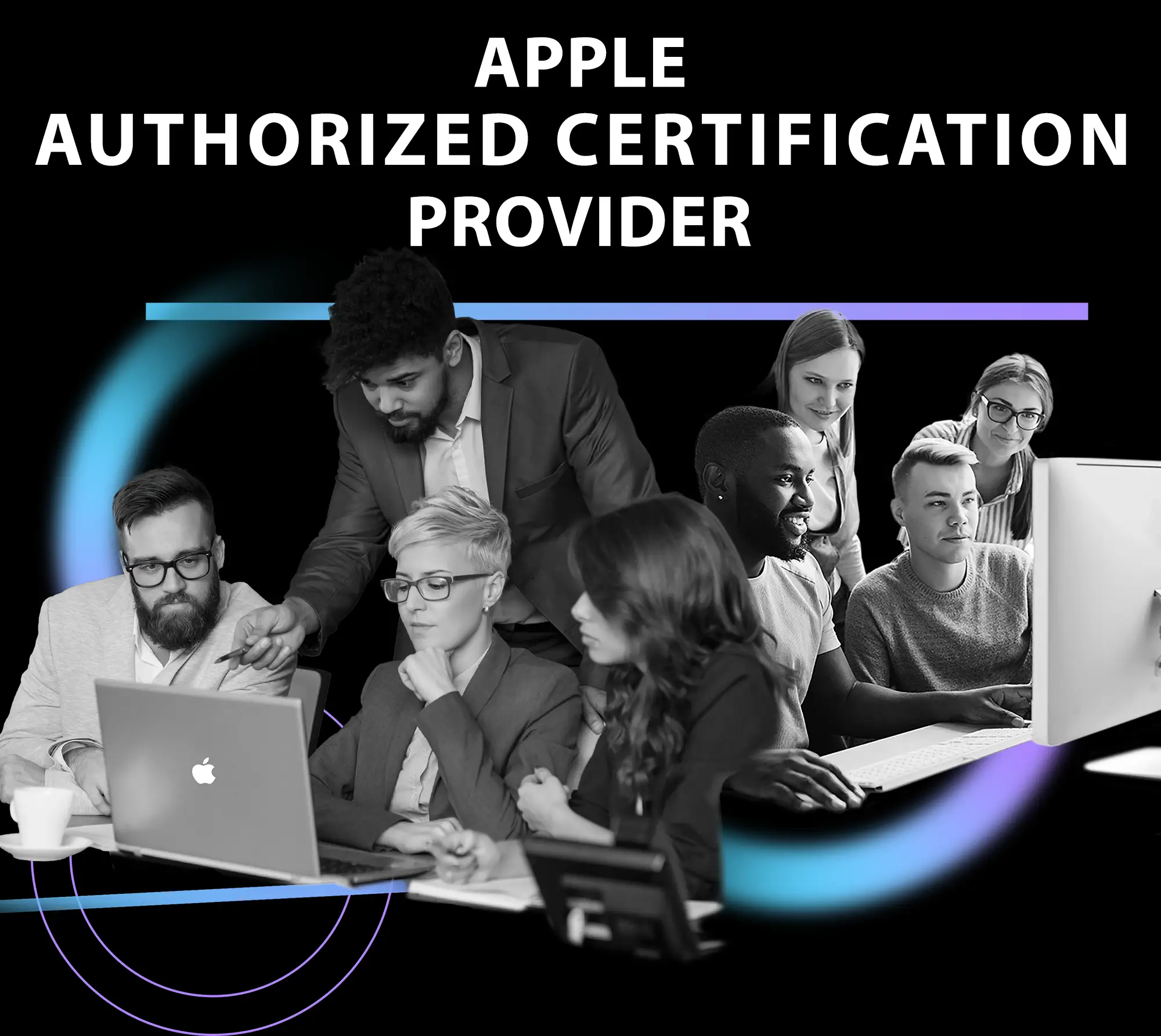 Apple Authorized Certification Provider. collage images of training